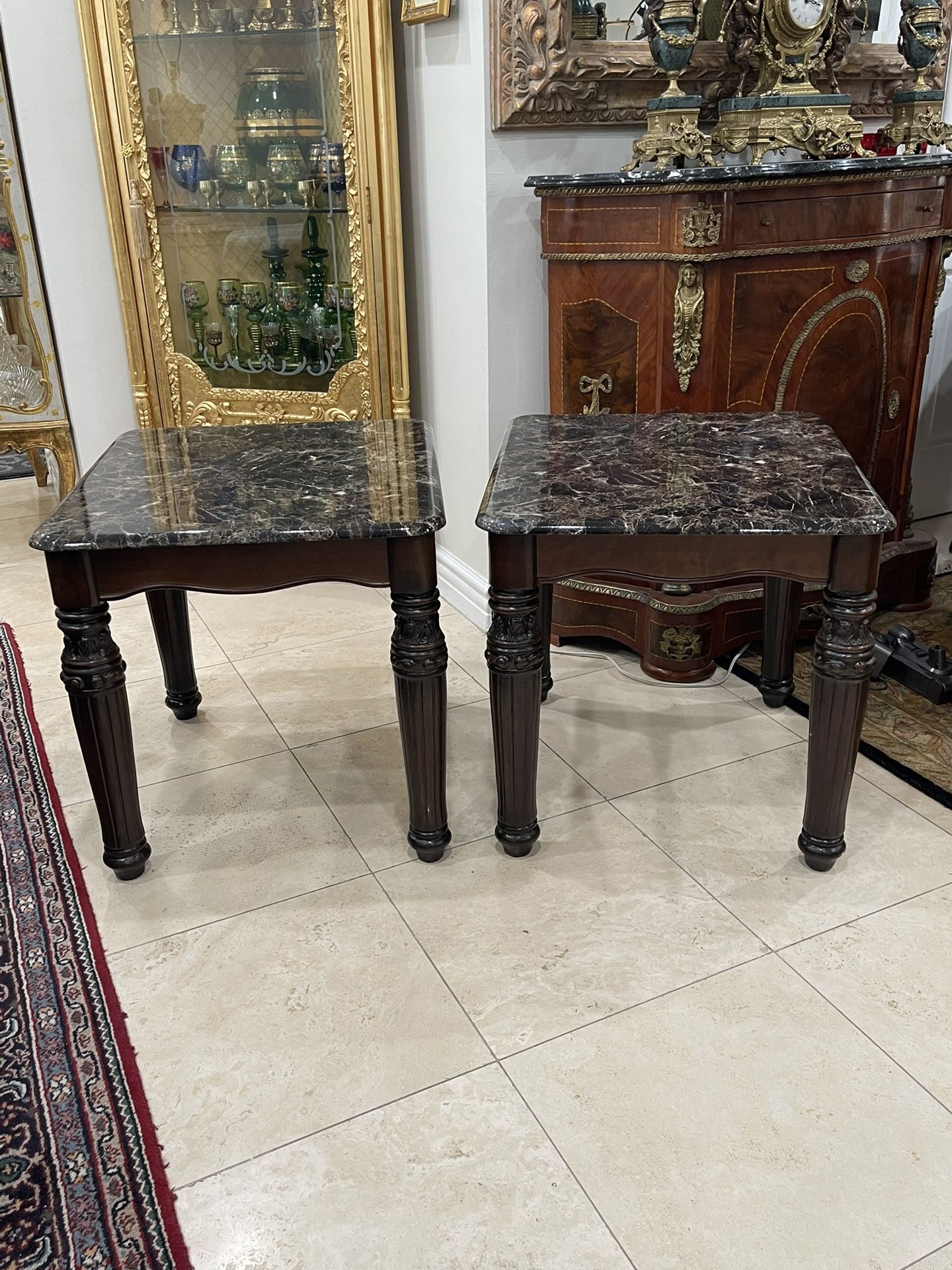 Pair of Beautiful Signature  Design Square End Table with a Faux Marble Top🌷 $240 for a Pair 