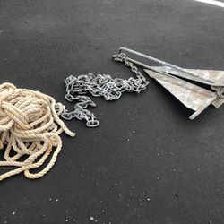Small 10 Lbs Danforth Anchor With Chain And Line Up To 20’ Boat