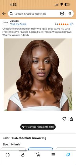 16” Chocolate Brown Lace Front Wig