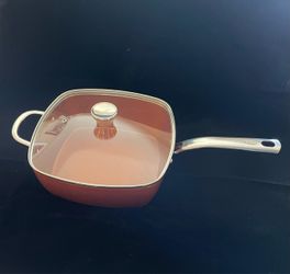 T-Fal square sauté pan with lid - copper color 5.5 quart