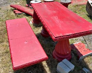 concrete table and one bench