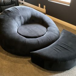 2 Lounge Bean Bag Chairs, Grey 