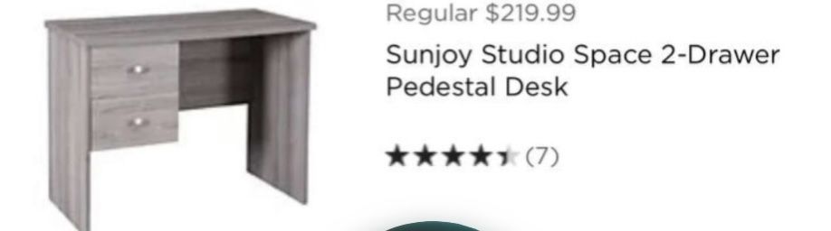 Sunjoy Studio Space Desk Space 2 Drawer  Pedestal Desk