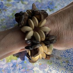 New and Unique Wood Flowered Bracelet 