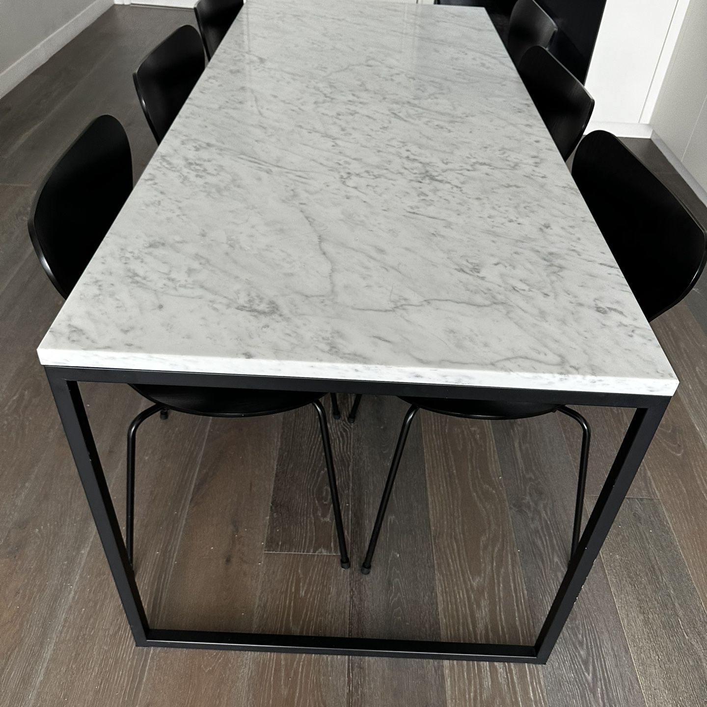 Italian Marble Table And Wood Chairs 