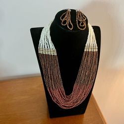 Beaded Necklace With Matching Earrings 