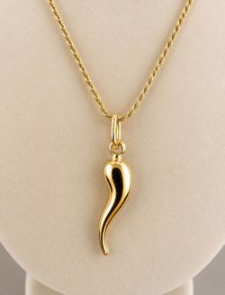 ✨ Italian Horn Necklace – .925 Sterling Silver | 18K Gold Filled | 22” Chain ✨