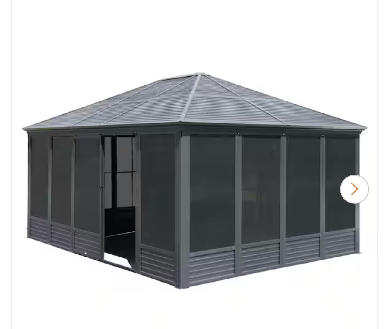 13 ft. x 16.5 ft. Sunroom Hardtop Gazebo Solarium Galvanized Steel Double Roof Aluminum Screen House Patio Backyard Gray