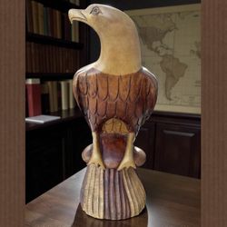 Hand Carved Wooden Bald Eagle 17”
