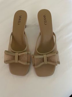 Van Eli Nude Bow Slide Heels size 8