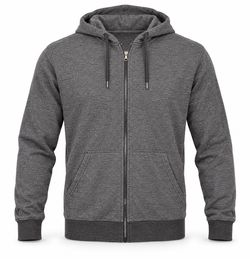 OHOO Gray Full Zip Hoodie Sweatshirt for Men, Size Large Tall