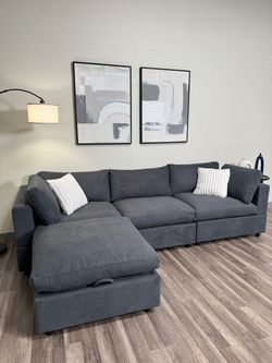 FREE DELIVERY 4 Piece Gray Cloud Modular Sectional Couch Sofa Dark Grey