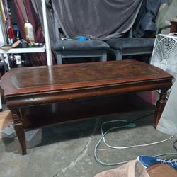 Mersman Mid-century Leather Inlay Coffee Table And End Tables