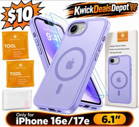 Miracase iPhone 16e/17e Purple Case with Screen Protectors