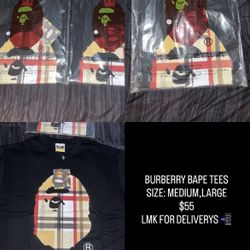 Black Burberry Bape Tees