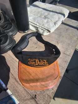 Vintage Y2K Von Dutch Translucent Orange Visor Strapback Hat Cap
