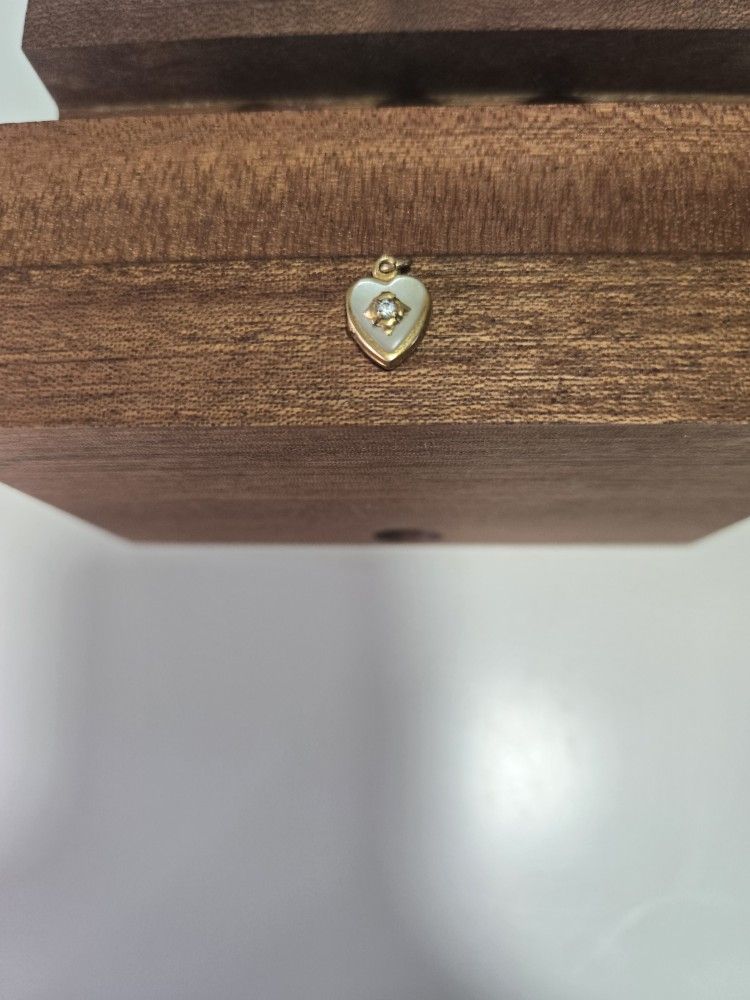 14kt Baby Locket With Mother Of Pearl And Diamond