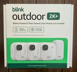 NEW 3 PACK Blink Outdoor 2K+ Wireless Security WHITE CAMERAS W/ SYNC CORE MODULE