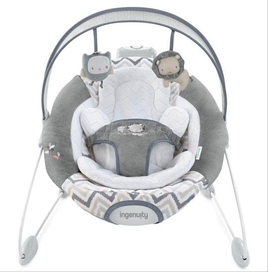 Ingenuity SmartBounce Automatic Baby Bouncer Seat with White Noise, Music, Toy Bar & 2 Plush Infant Toys, 0-6 Months Up to 20 lbs (Braden)