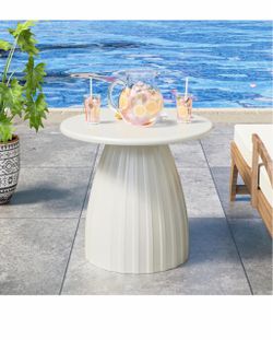 Round Metal Outdoor Patio Side Table White