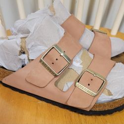 Birkenstock Women's Arizona Big Buckle Old Rose Pink Leather Sandals Size 37 7 