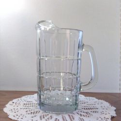 Clear Anchor Hocking Glass Pitcher Tartan 8 5/8"  Manchester