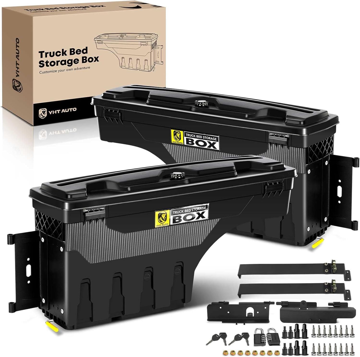 YHTAUTO Set of 2 Truck Bed Storage Tool Box Lockable Compatible with 1999-2007 Chevy Silverado GMC Sierra