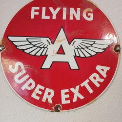 Vintage 60s Flying A Super Extra Porcelain 12 Inch