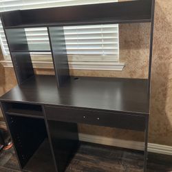 Small Brown Desk With Shelf