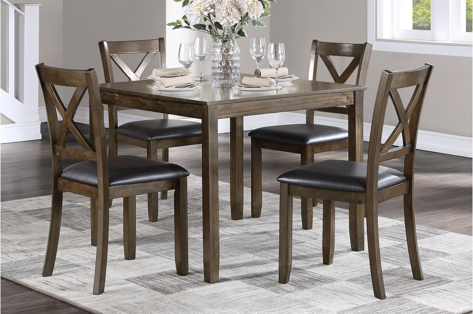 New in box 5pc dining table set dark brown color
