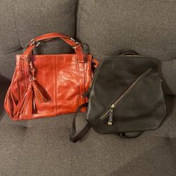2 Bags Bundle/ Red Handbag & Black Backpack