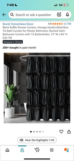 Brand New Black Shower Curtain