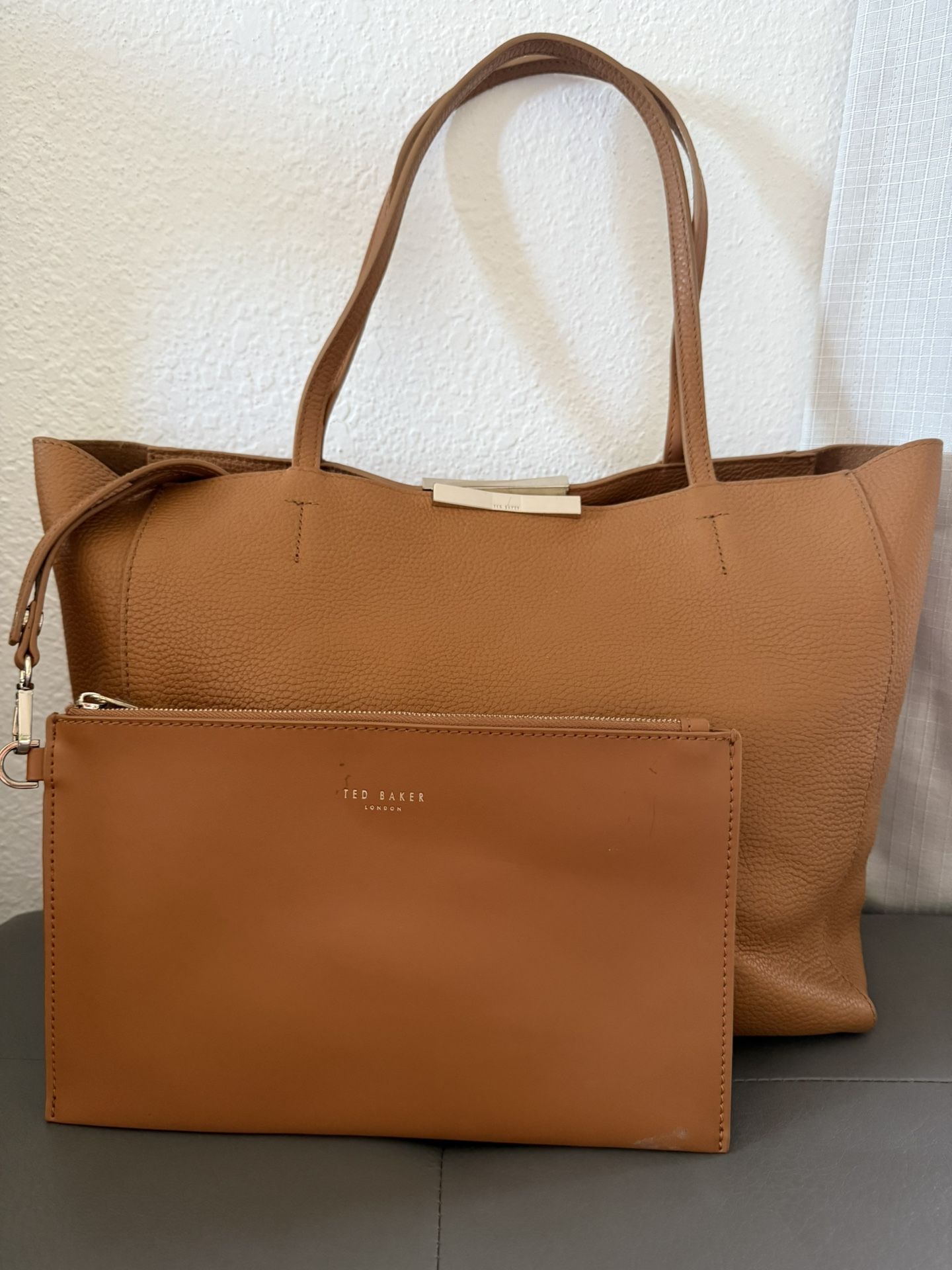 Ted Baker Large Tan Leather Tote Bag
