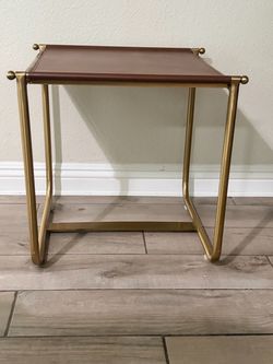 Brass and faux Leather End Tablecloth