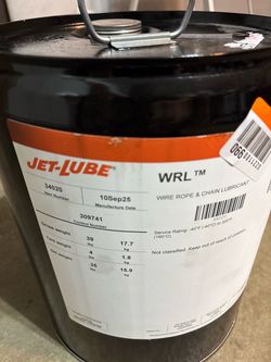 Jet-Lube WRL Wire Rope & Chain Lubricant 5 Gal Pail (PN: 34020) – NEW!