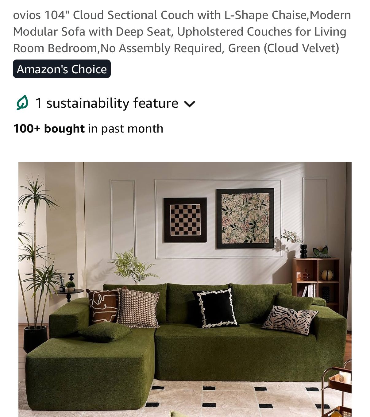 Left Facing Memory Foam Sofa