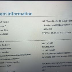 Hp Zbook Firefly 16 Inch G10 Workstation Pc 16 Gb Memeory And 512 Hardrive