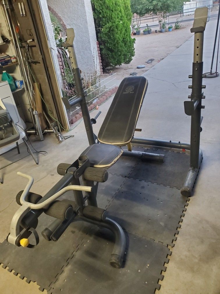Olympic Weight Bench With Adjustable Bench,Squat Rack,Leg Developer,Curl Bar,Weight Rack in the back