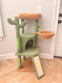 Cat Cactus Tree Play Hammock Tower Built In Scratch Post Cat Condo Home