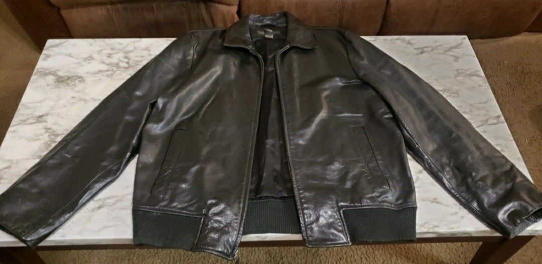 Banana Republic Genuine Leather Jacket, Black.