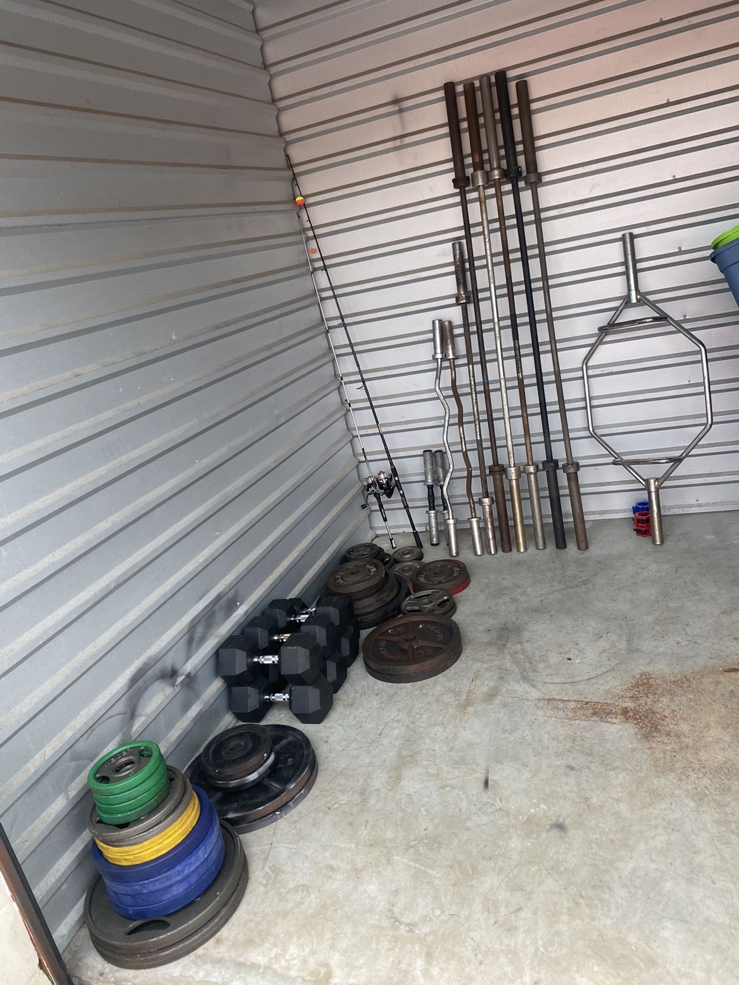 Storage Unit Full Of Gym Equipment And Weights