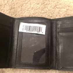 NEW Men's Black Leather Nappa Vitelo By Bosca Trifold Wallet 