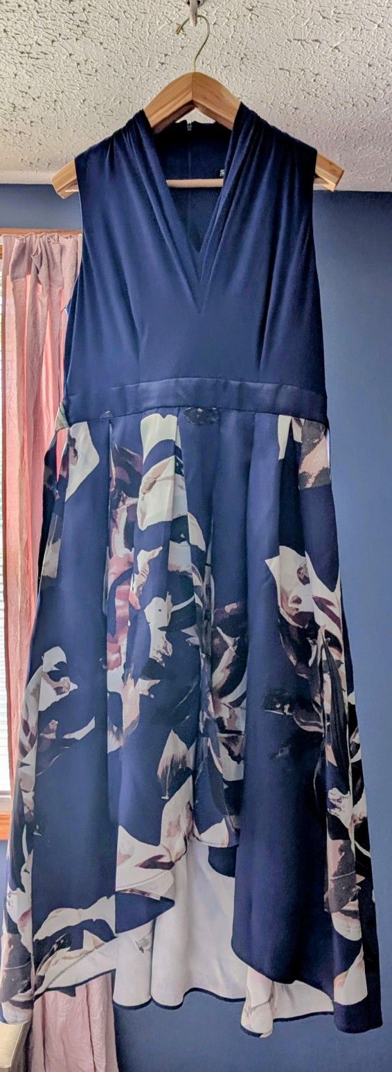 Navy Floral A-Line Dress