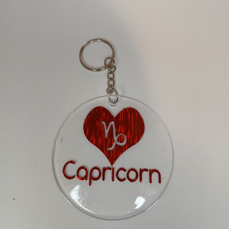 Red heart handmade zodiac keychain 3 in