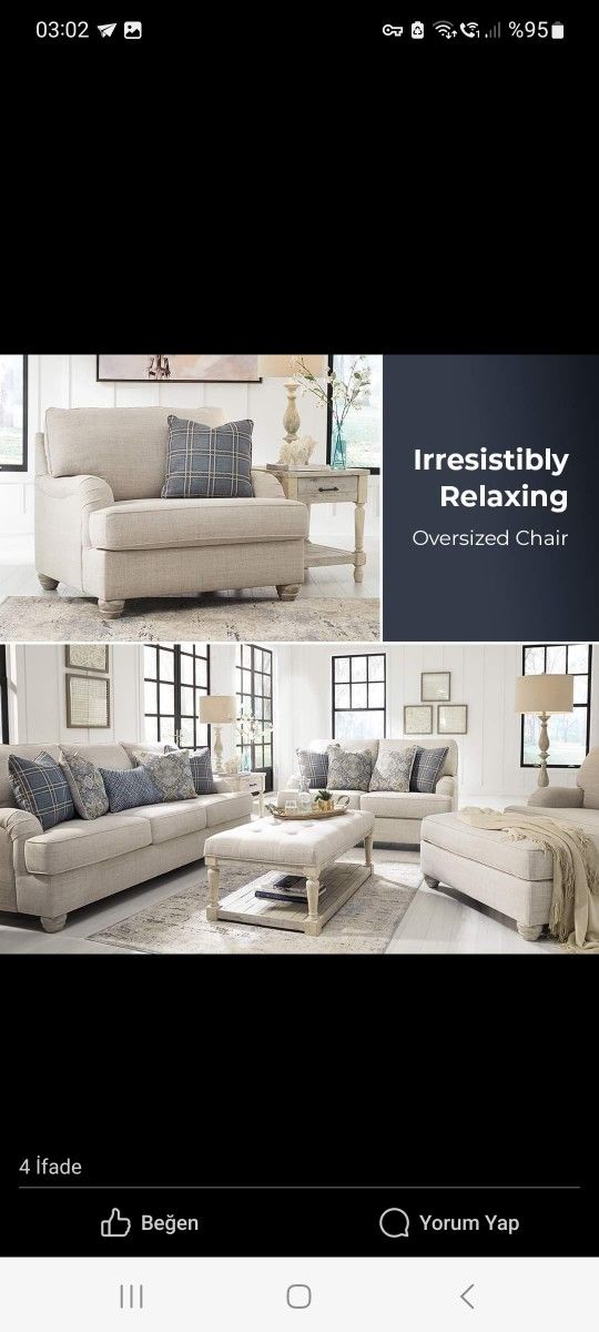 TRAEMORE LINEN LIVING ROOM SETSofa & Loveseat