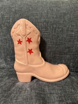Ceramic Pink Cowboy Boot vase