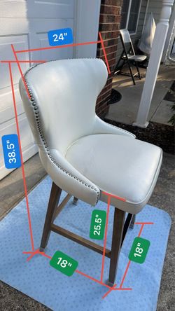 KUKA HOME white PU leather rotating bar stool
