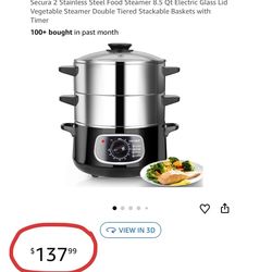 8.5 Qt SECURA® Brand 304 Stainless Steel Electric Steamer
