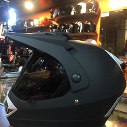 New Dual sport Flat Black Dot With Smoked Visor $120