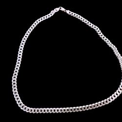 Solid 925 P.LUX Sterling Silver Men's FLAT Link Chain Necklace